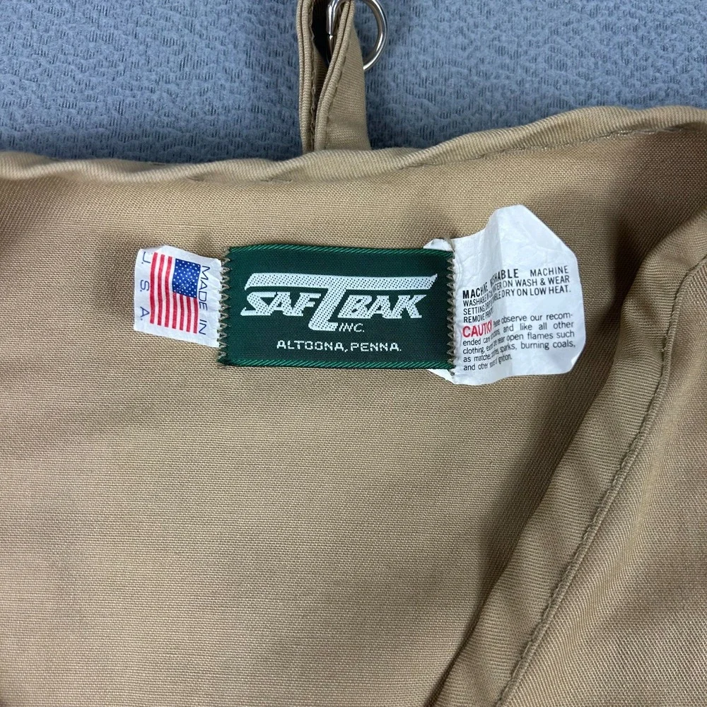 Vintage Saf T Bak Vest Mens Large Fly Fishing Hunting Outdoor Zip Up Made in USA